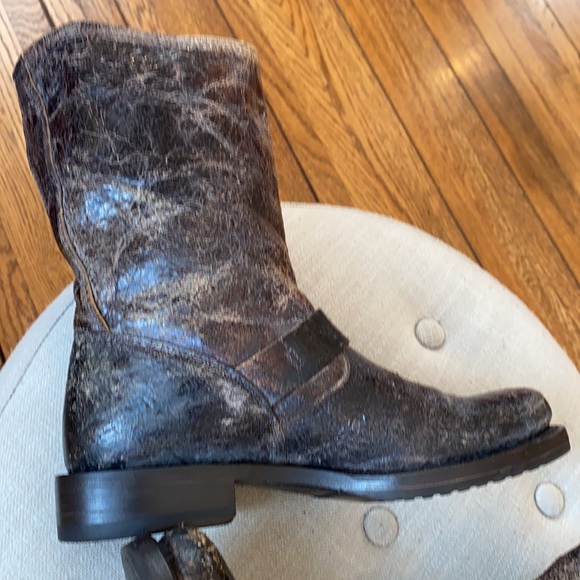 Frye Veronica Distressed Ankle Cowboy Western Boots Buckle Brown Women's 6.5D - Picture 11 of 14